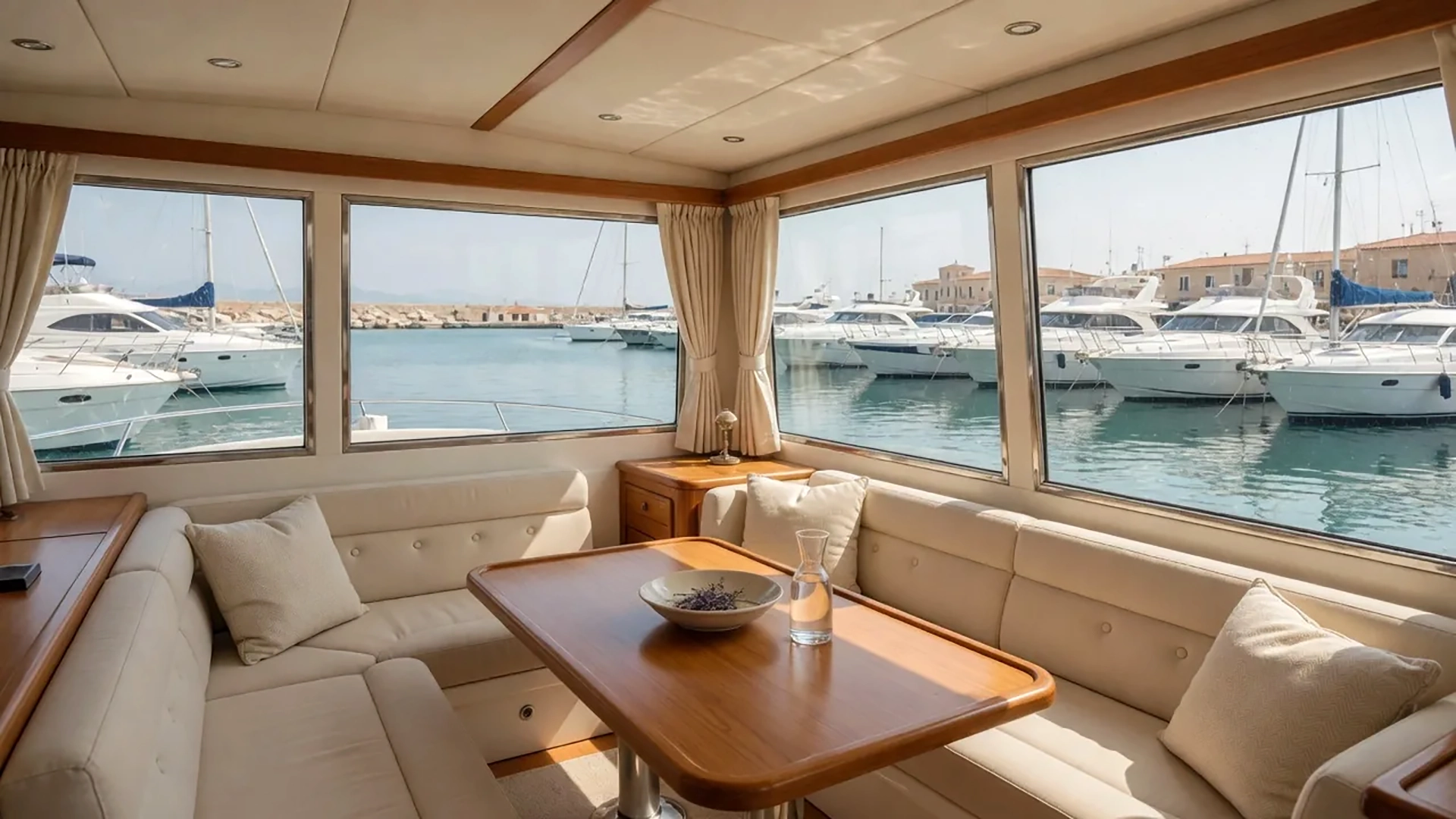 Yacht-Salon im Hafen an der Costa del Sol