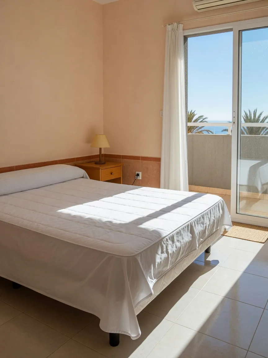 Matratze in einem hellen Insel-Apartment